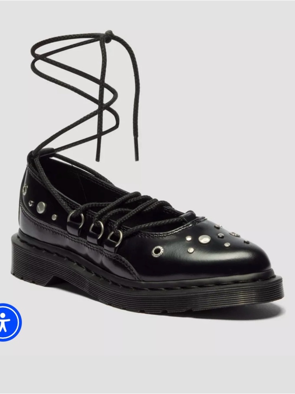 Dr. Martens Black Studded Lace-Up Flats - Elphie II